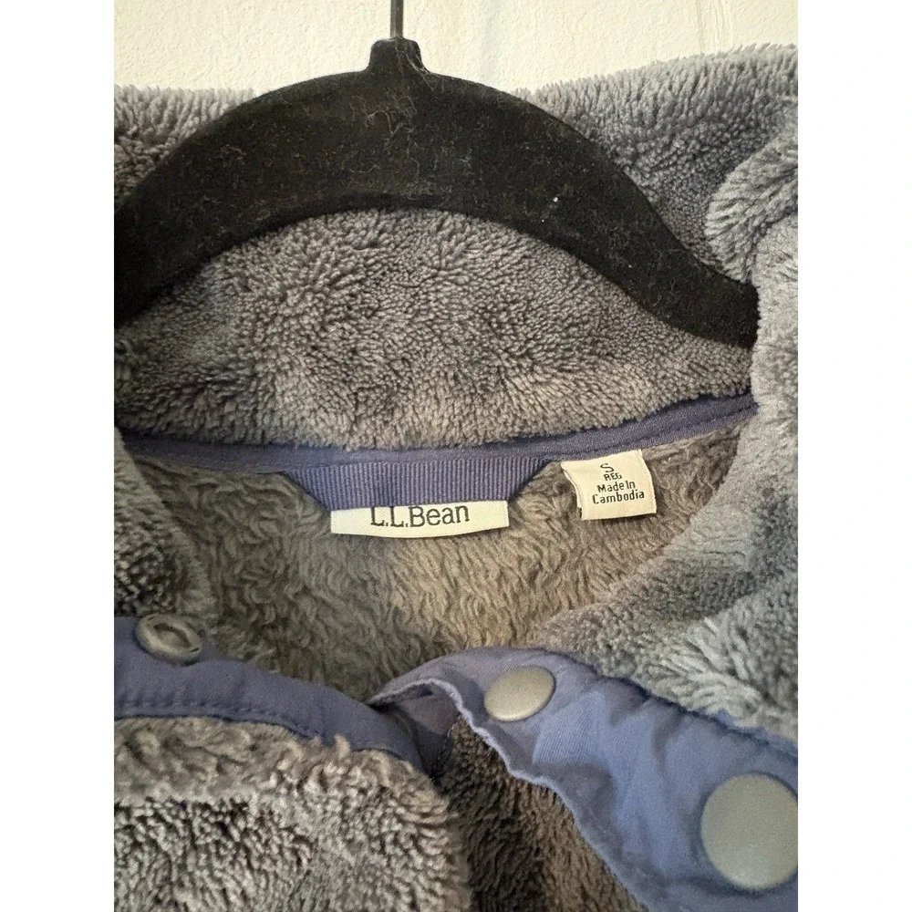 LL Bean Pullover Mens Small Gray Sherpa Hi Pile Fleece Snap Gorpcore Granola